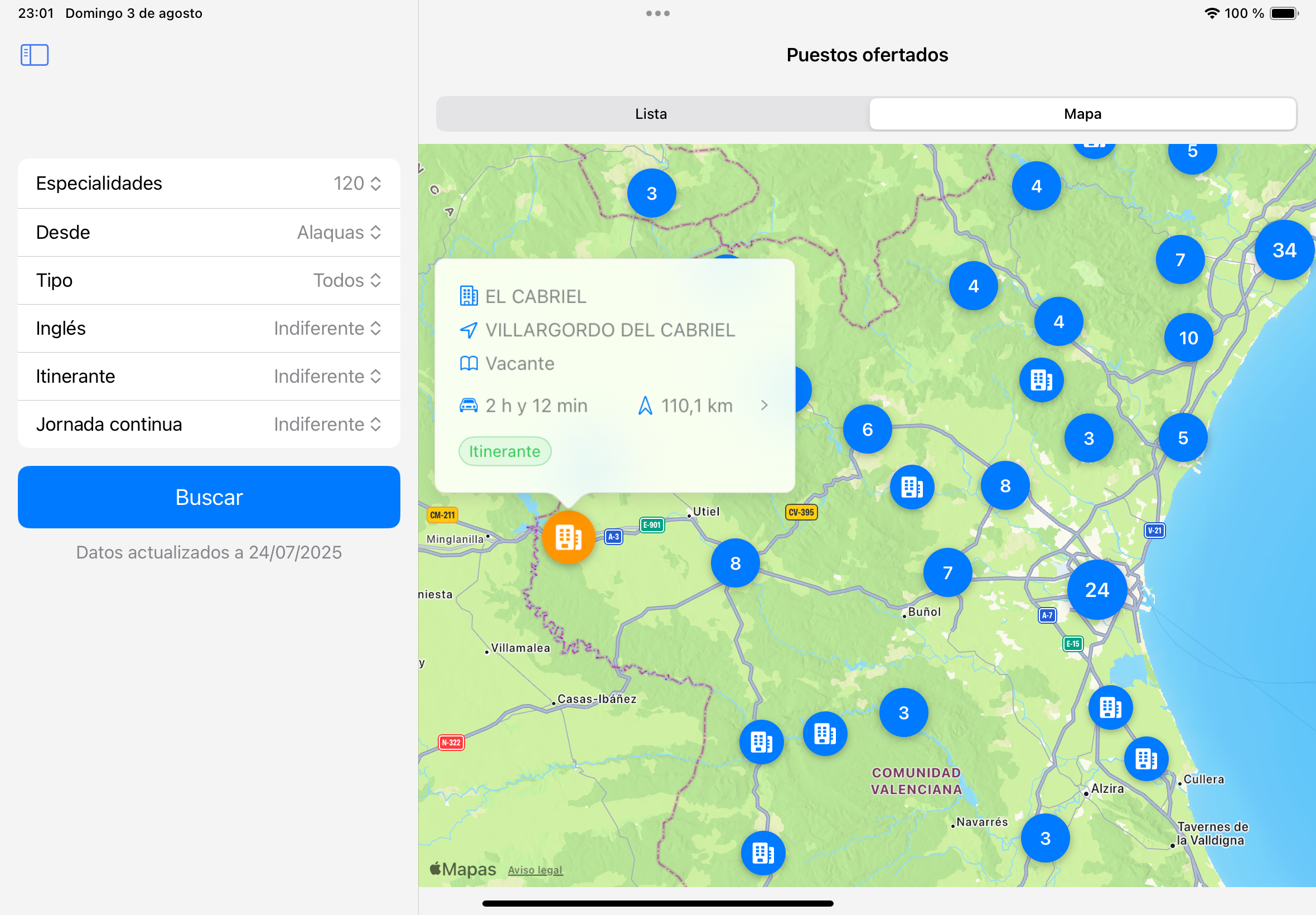 Vista de ofertas en iPad
